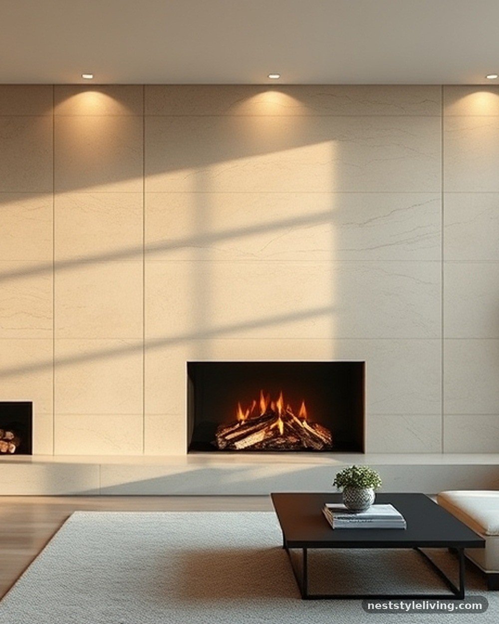 1. Floor-to-Ceiling Limestone Cladding