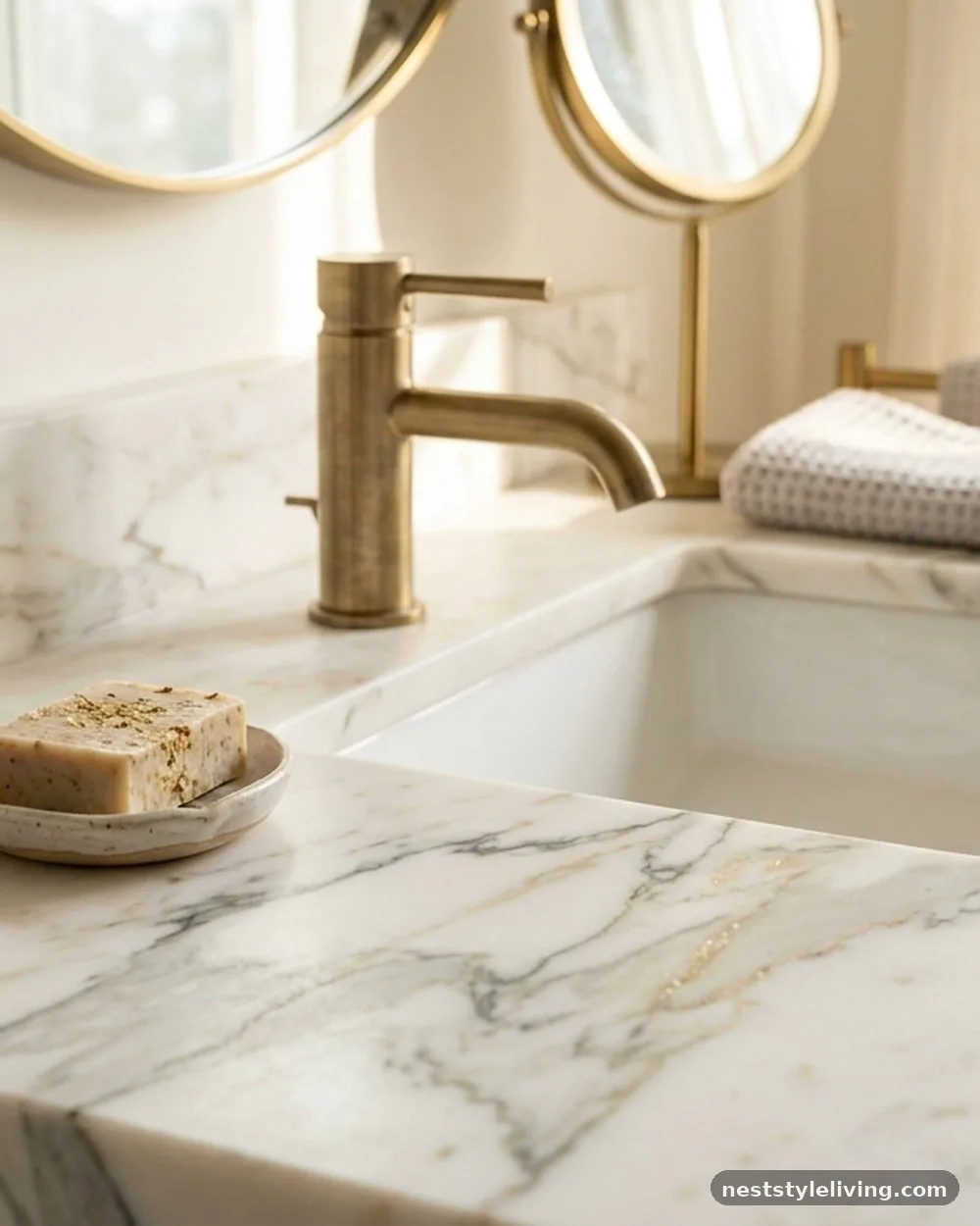 Honed Calacatta Marble Surfaces - 17 Guest Bathroom Design Ideas That Feel Luxurious at Home