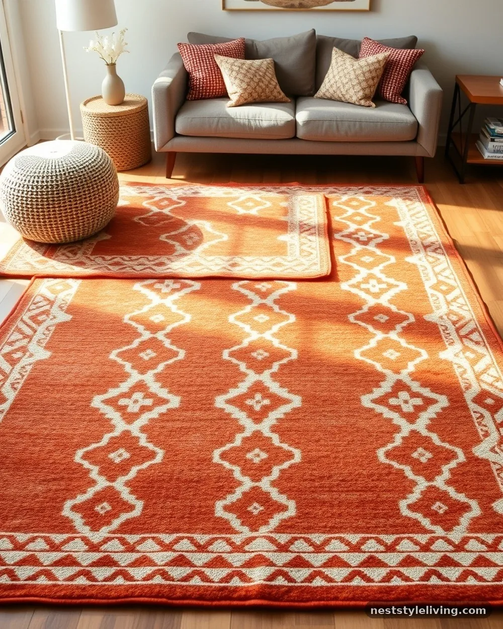 Layered Moroccan-Style Area Rugs - 21 Boho Apartment Ideas for a Cozy Soulful Space