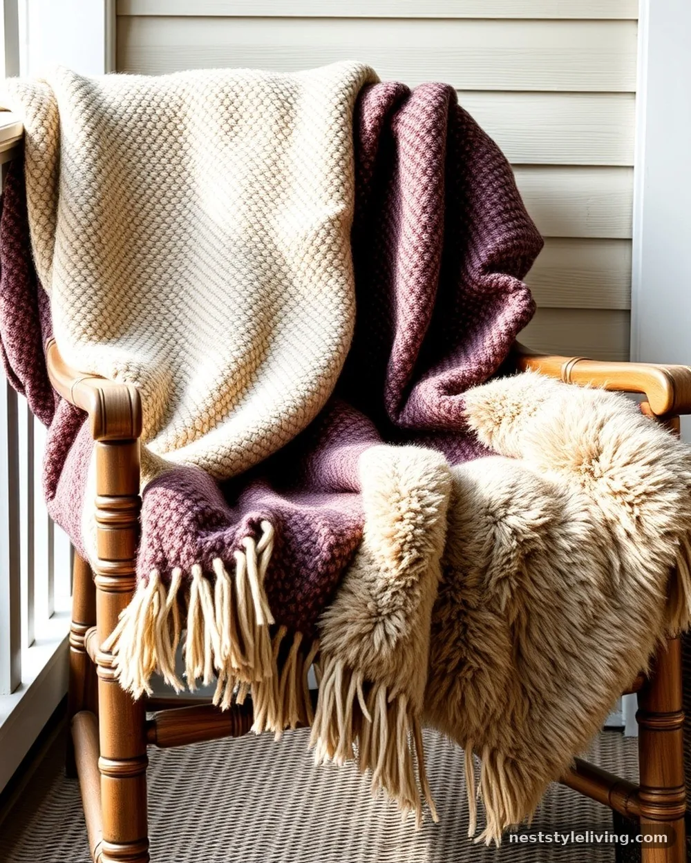 Layered Woolen Textures - 17 Winter Porch Ideas for a Cozy Seasonal Welcome