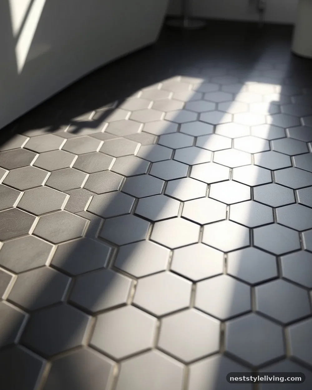 Matte Black Hexagonal Floor Tile - 14 Black and White Bathroom Ideas That Look Timeless