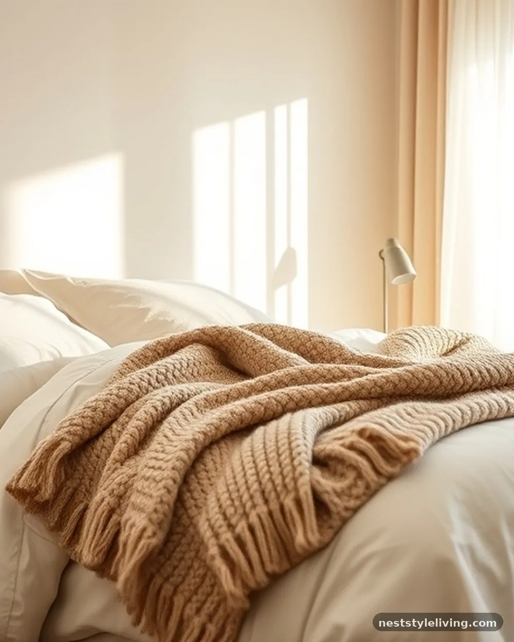 Monochromatic Warm Neutral Palette - 14 Minimalist Bedroom Ideas That Feel Calm and Cozy