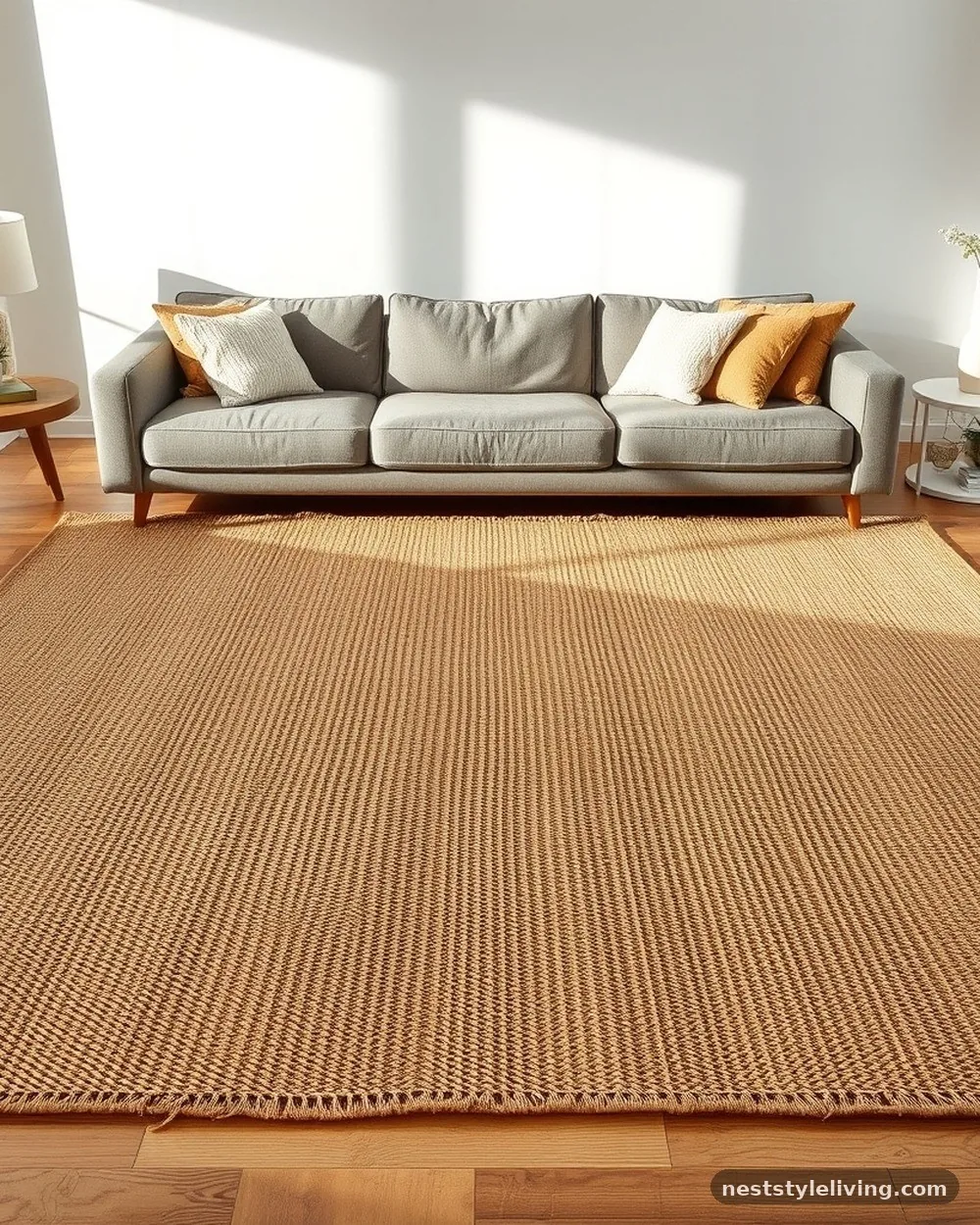 Oversized Jute Area Rug - 22 Boho Living Room Ideas That Look Designer Approved