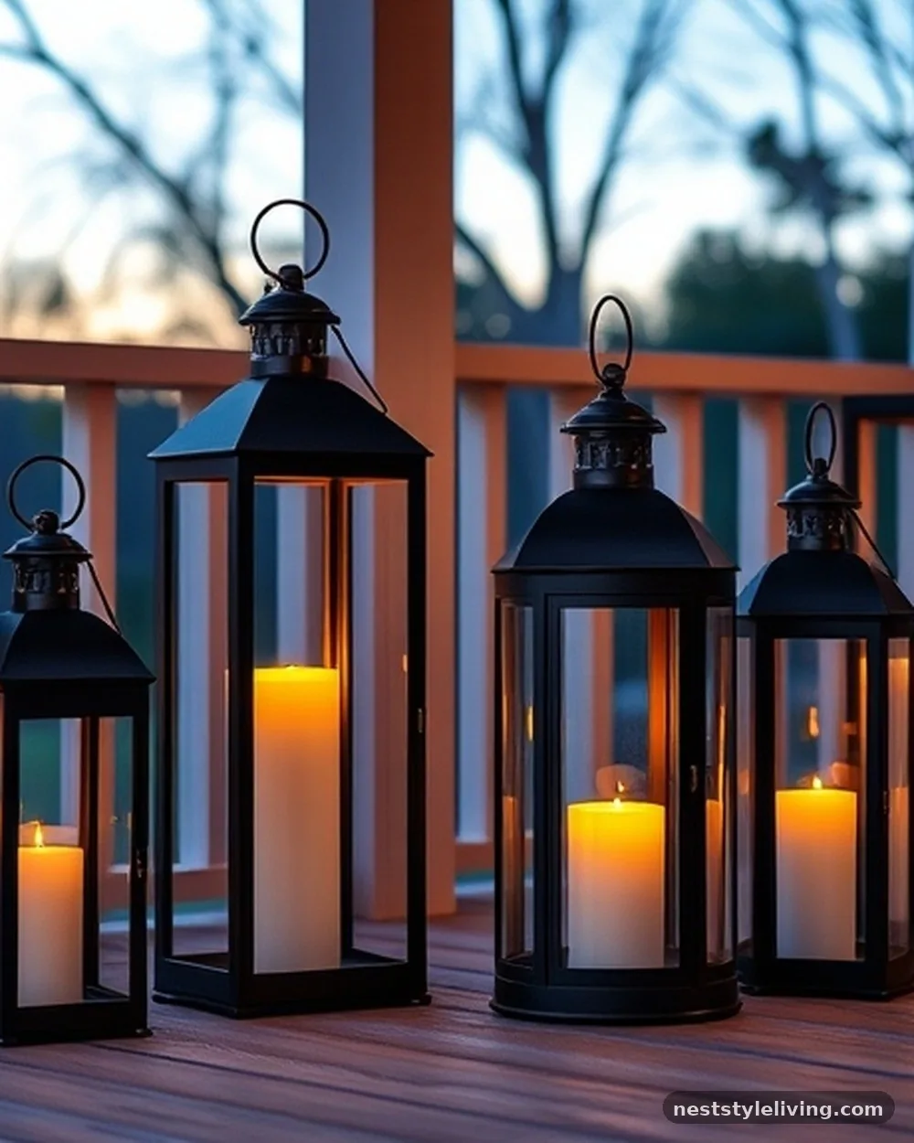 Oversized Lantern Clusters - 19 Christmas Front Porch Decor Ideas to Wow Guests