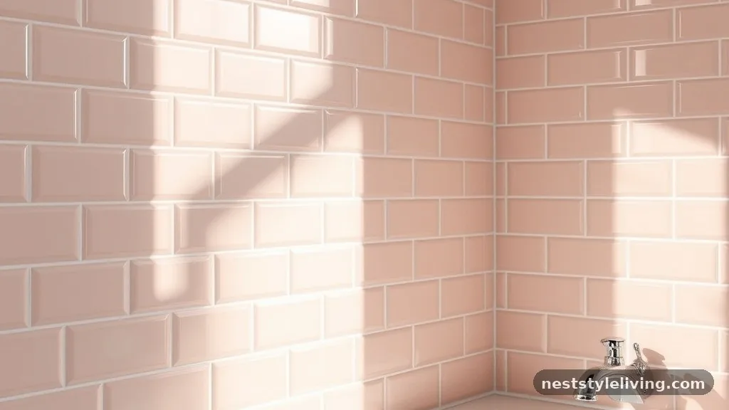 Soft Blush Subway Tiles - 15 Pink Bathroom Designs That Make Every Space Pop