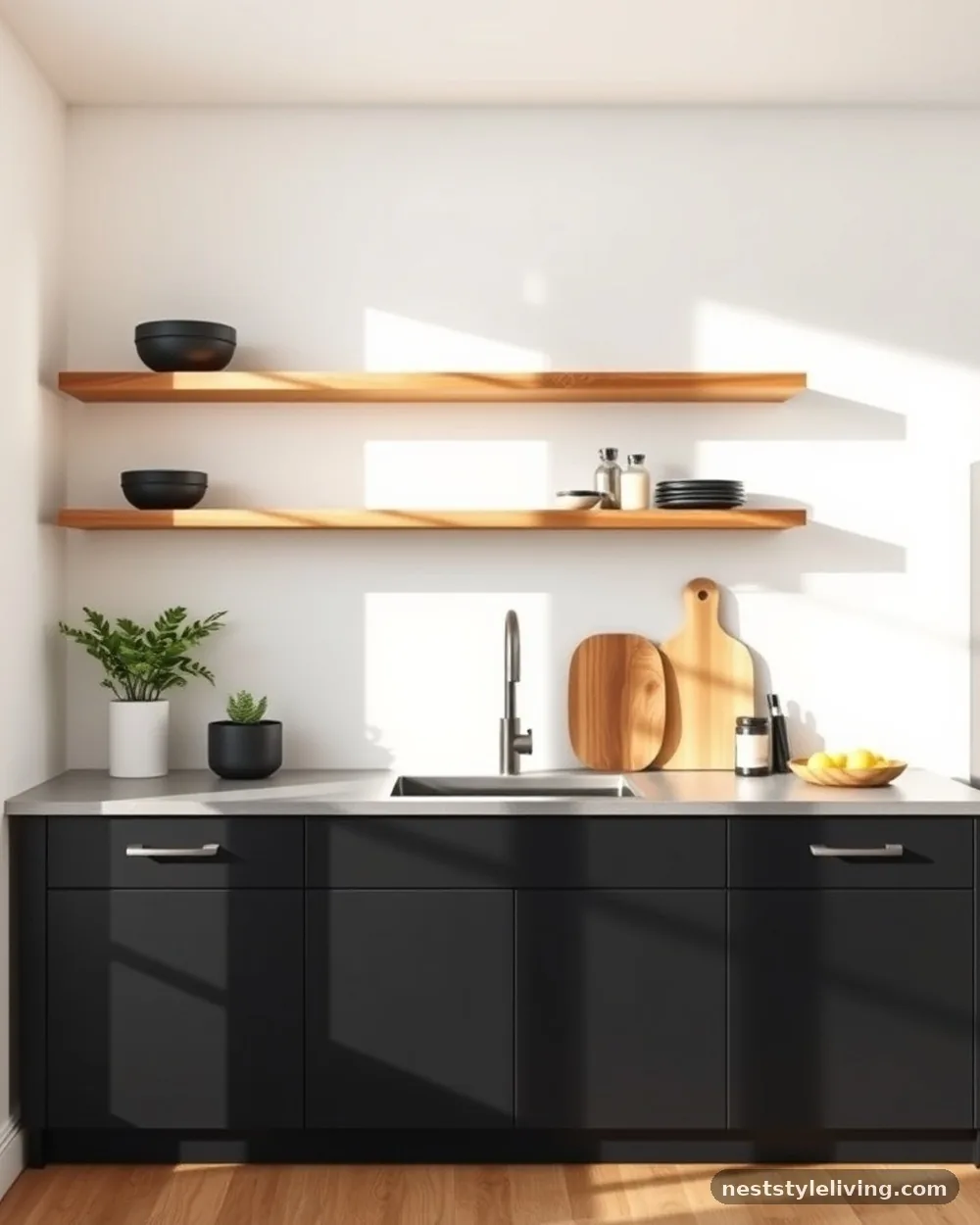 Black and White Open Shelving - 22 Two Tone Kitchen Cabinet Ideas to Try at Home