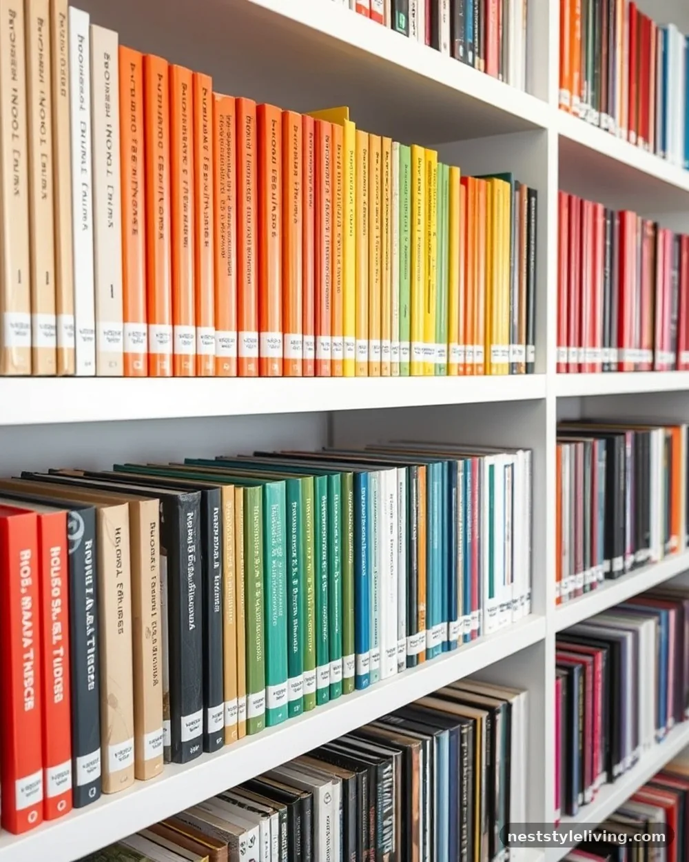 Color-Coordinated Bookshelves - 16 Colorful Apartment Decor Ideas That Feel Fun