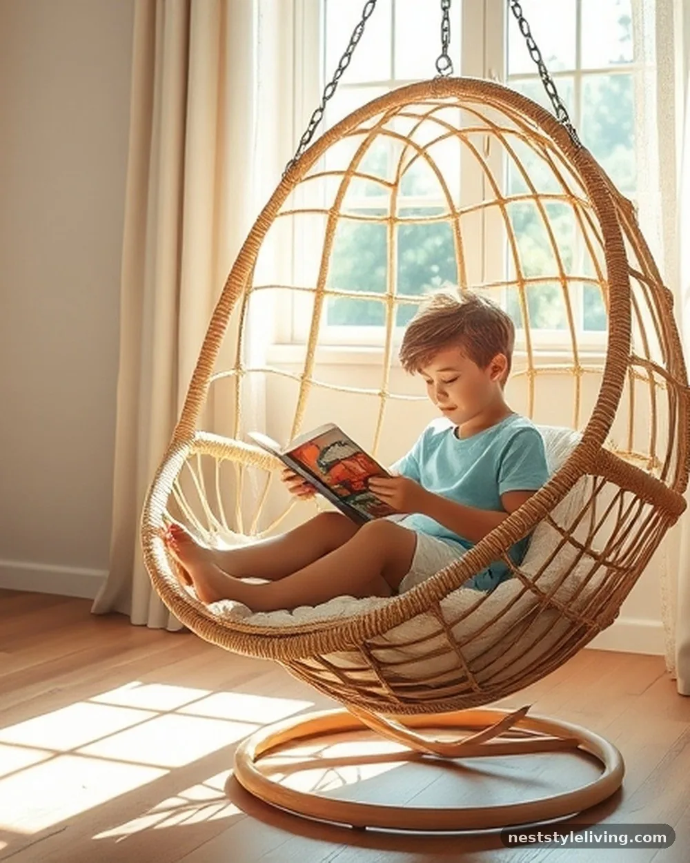 Hanging Rattan Chair - 22 Cool Bedroom Ideas for Kids They'll Love