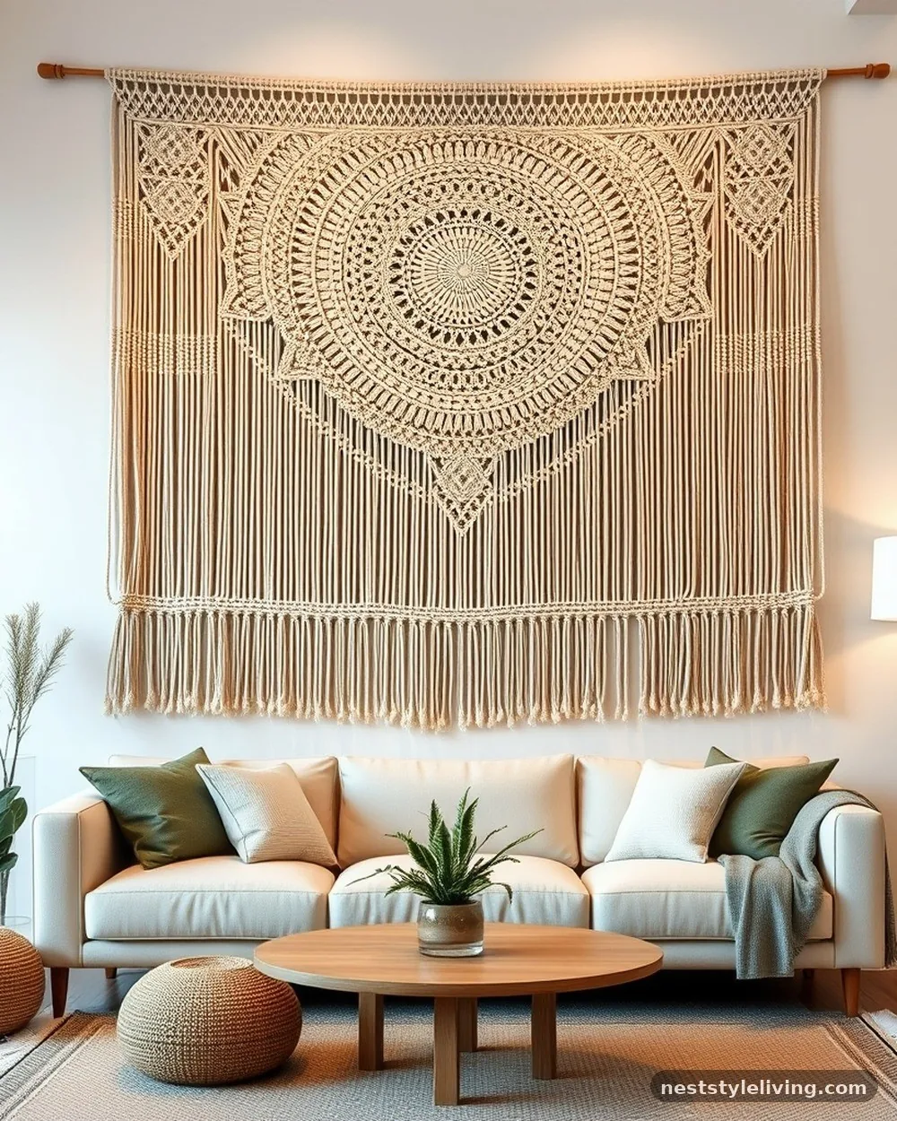 Macramé Wall Tapestry - 22 Boho Living Room Ideas That Look Designer Approved