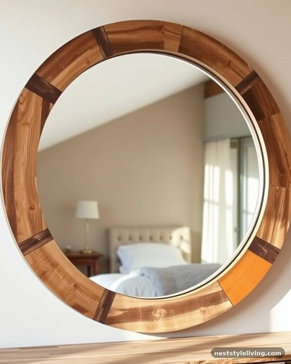 Oversized Round Wall Mirror - 14 Cozy Farmhouse Bedroom Ideas You'll Want to Copy