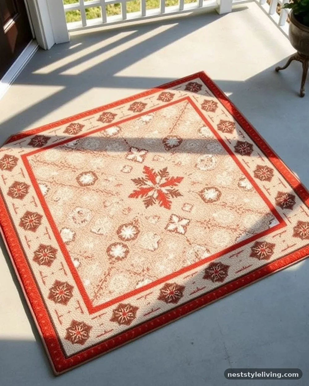 Patterned Outdoor Rugs - 17 Winter Porch Ideas for a Cozy Seasonal Welcome