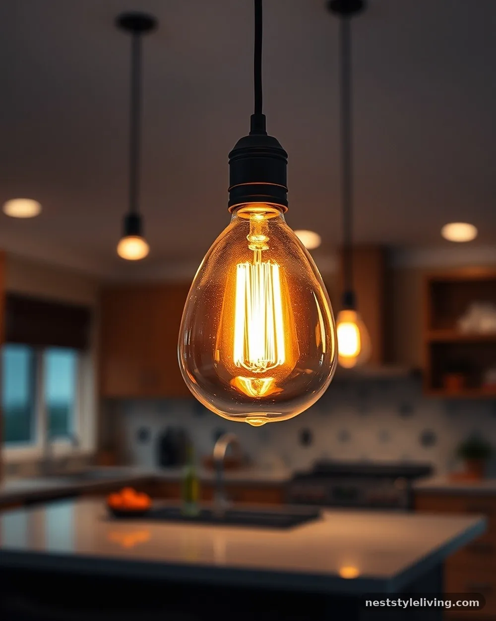 Pendant Lighting with Glass Shades - 14 Cottage Kitchen Ideas for a Timeless Cozy Look