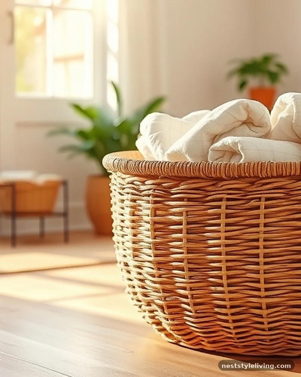 Rattan or Woven Baskets - 18 White Living Room Ideas That Feel Warm & Inviting