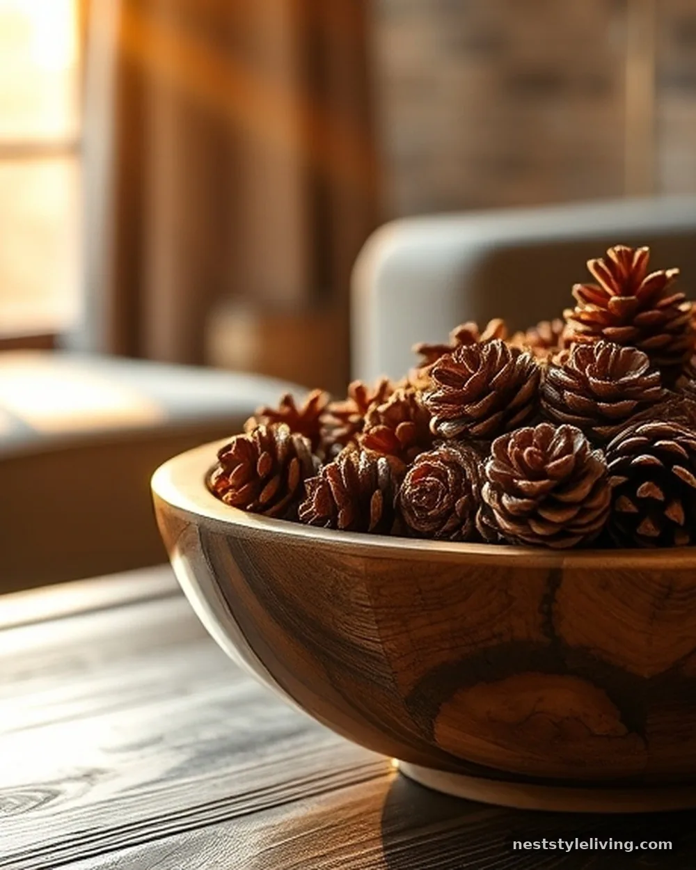 Scented Pinecone Clusters - 20 Christmas Living Room Ideas for a Cozy Home