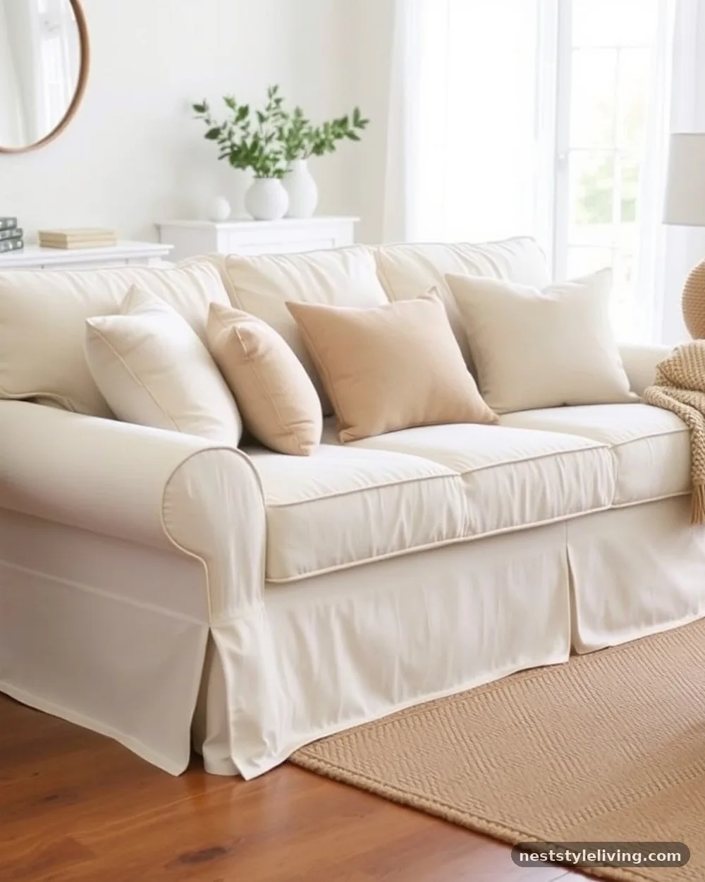 Slipcovered Sofas - 20 Earthy Cottage Decor Ideas for a Calm Cozy Home