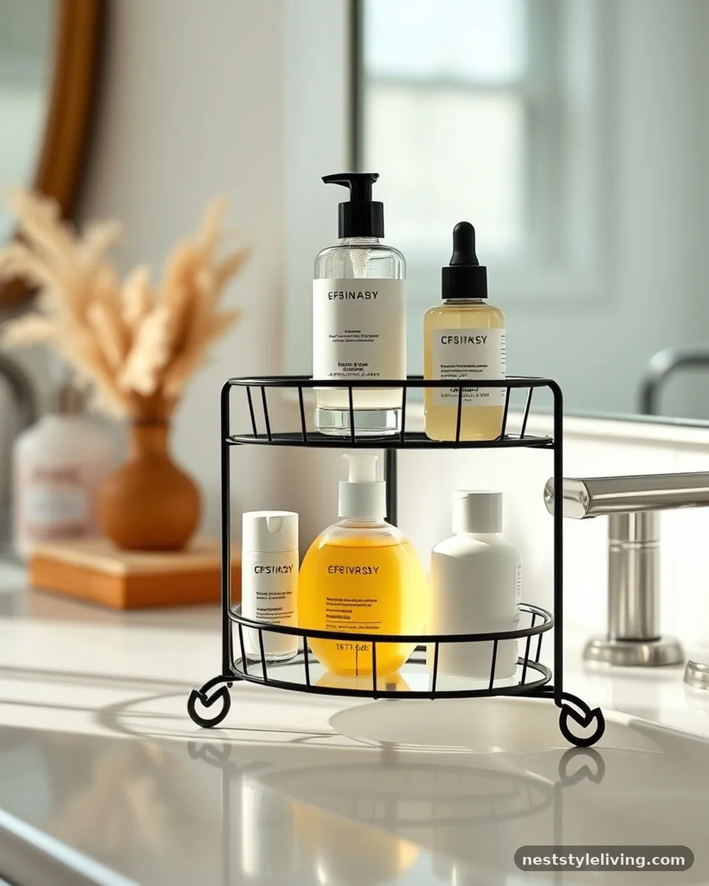 Tiered Metal Display Stands - 18 Bathroom Counter Decor Ideas for an Instant Glow-Up