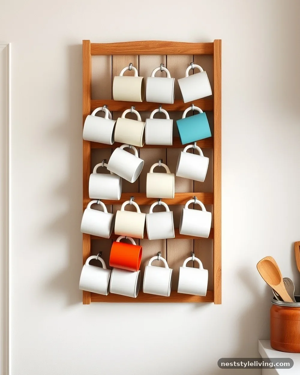 Wall-Mounted Mug Rack - 21 Coffee Bar at Home Ideas for a Stylish Cozy Space