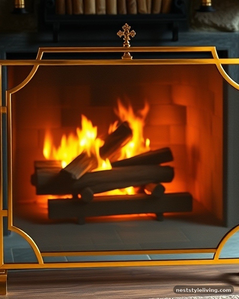 10. Warm Brass or Bronze Fire Screen