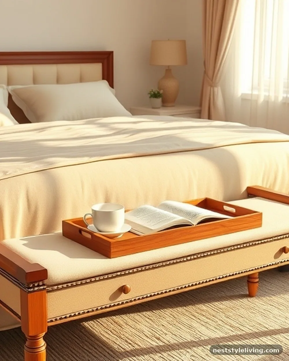 Bench at the Foot of the Bed - 16 Nancy Meyers Inspired Bedroom Ideas to Copy