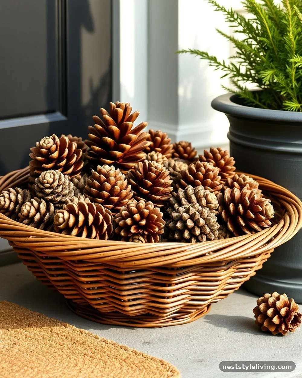 Pine Cone Accents - 17 Winter Porch Ideas for a Cozy Seasonal Welcome