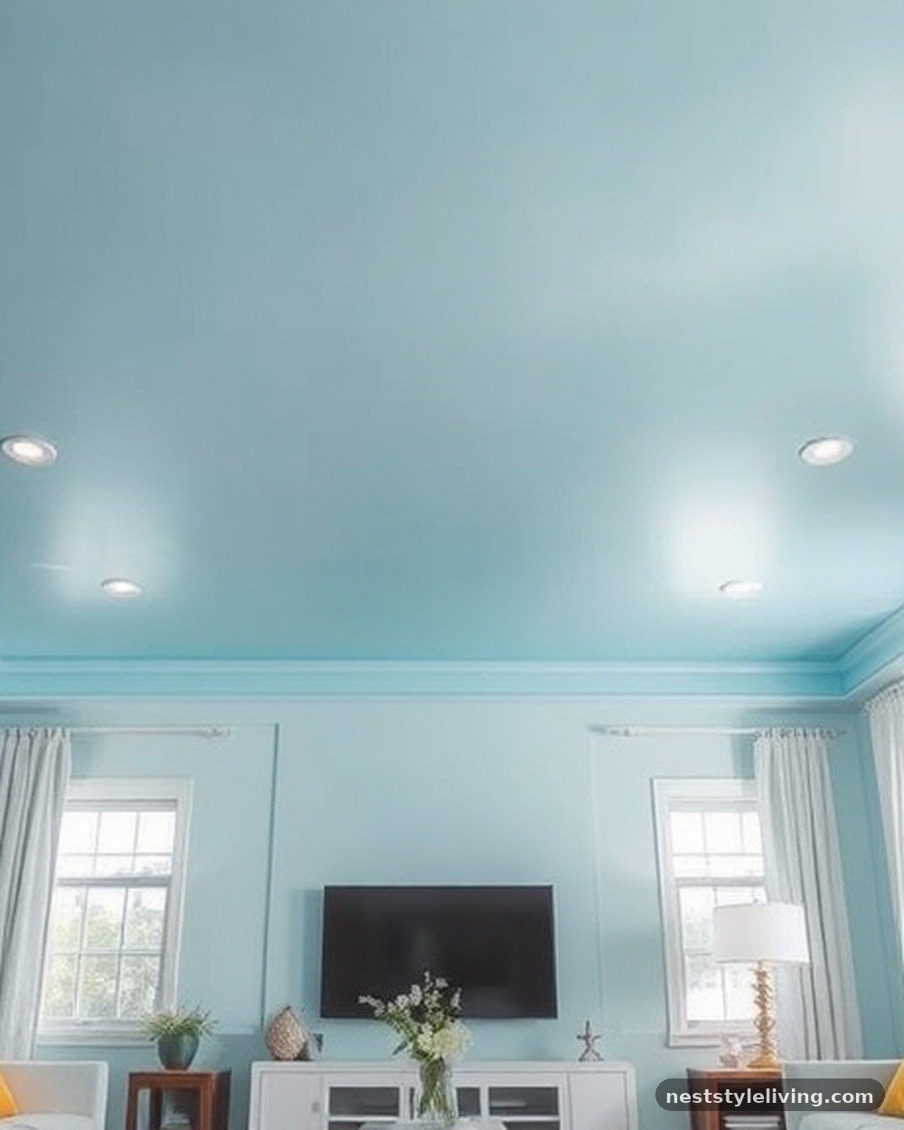 11. Soft Sky Blue Ceiling
