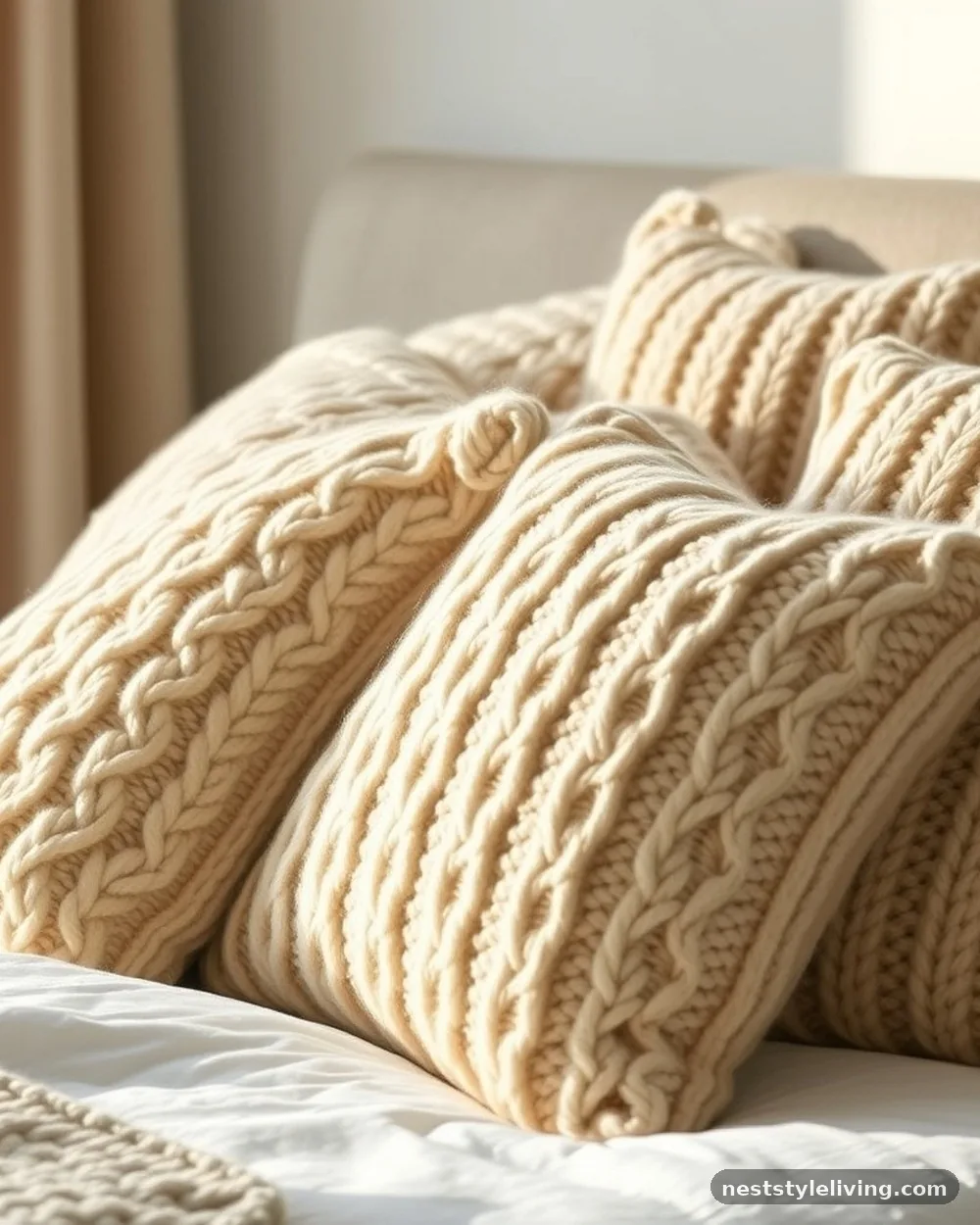 Soft Wool Throw Pillows - 14 Cozy Farmhouse Bedroom Ideas You'll Want to Copy