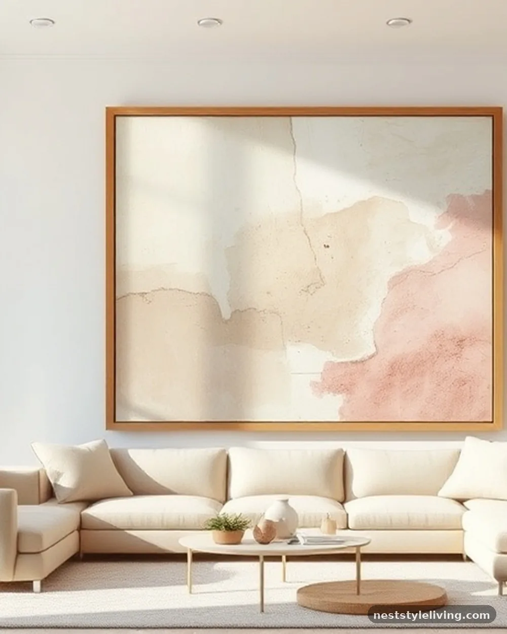 Softened Minimalist Artwork - 18 White Living Room Ideas That Feel Warm & Inviting