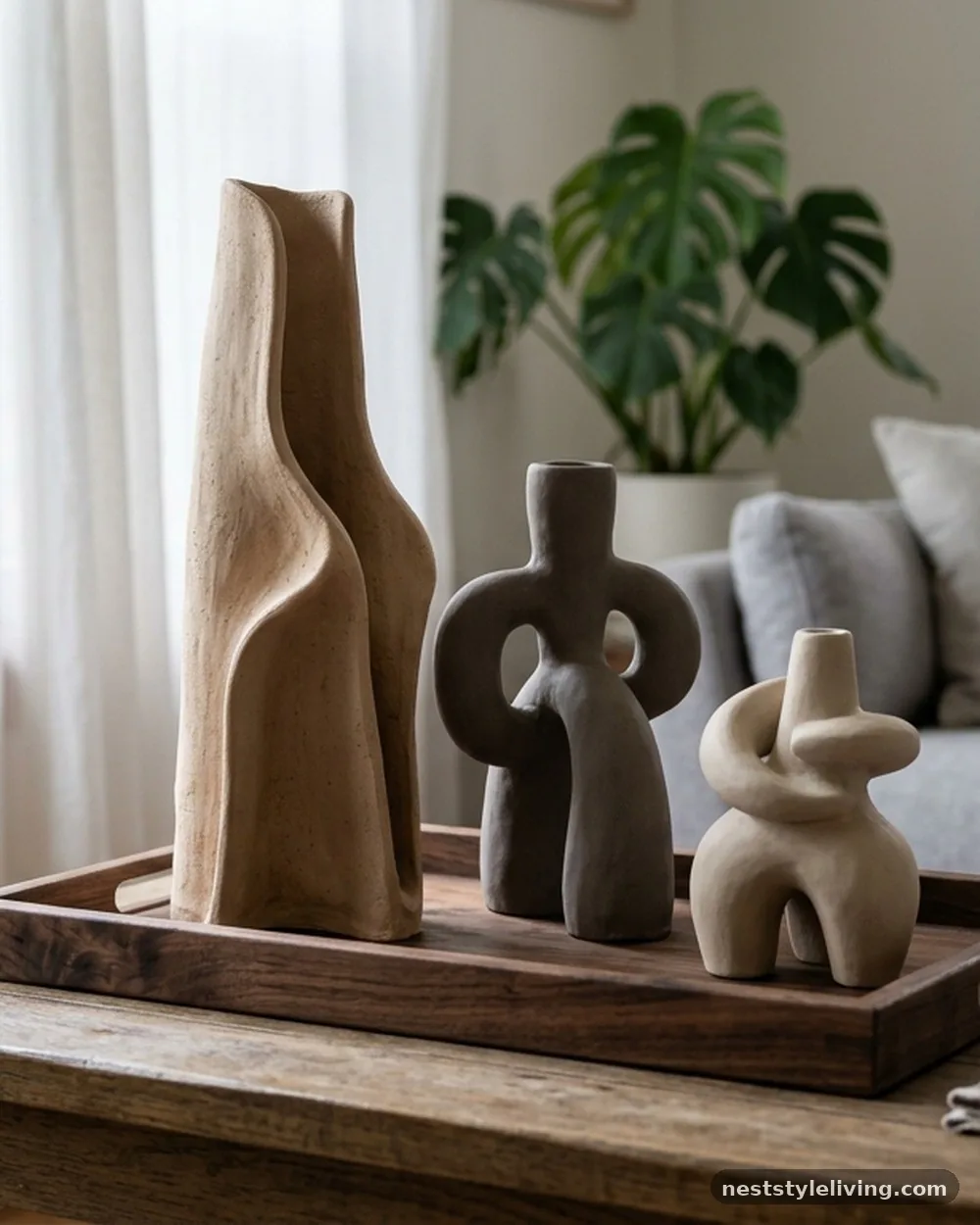 Abstract Clay Sculptures - 19 Afro Boho Living Room Ideas Full of Warmth and Style