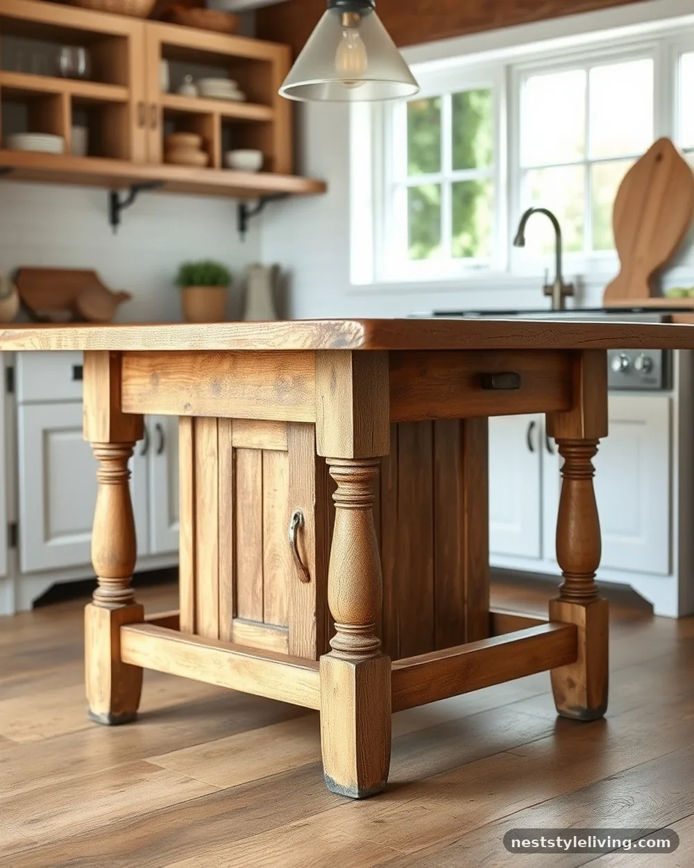Antique Kitchen Island - 23 Farmhouse Cottage Kitchen Ideas for Timeless Charm