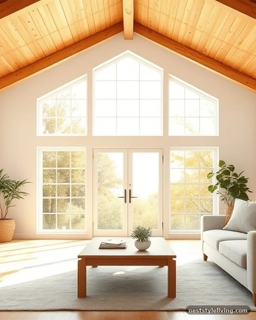 Architectural Exposed Beams - 18 White Living Room Ideas That Feel Warm & Inviting