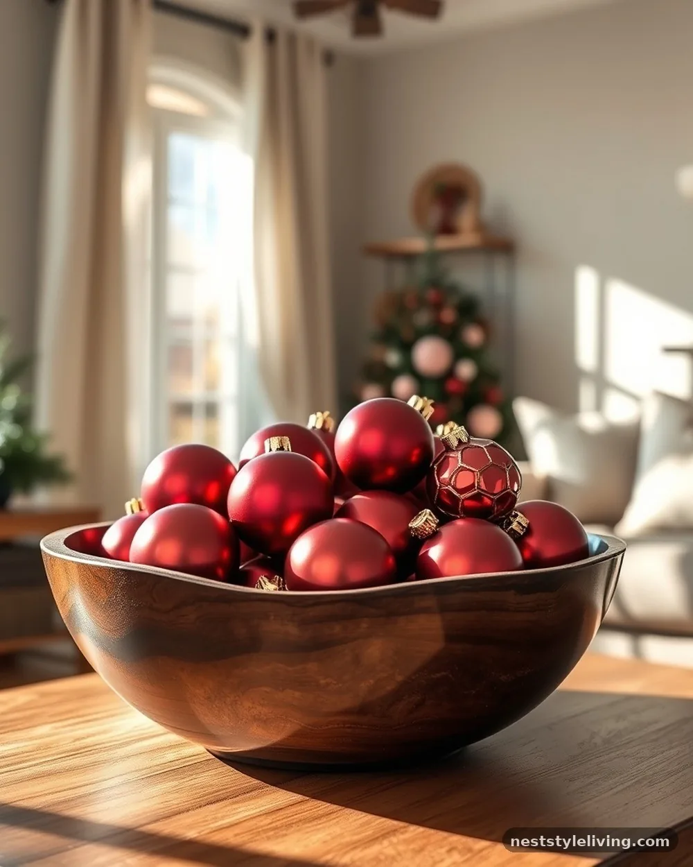 Dark Wood Ornament Displays - 19 Burgundy Christmas Decorations That Look Expensive