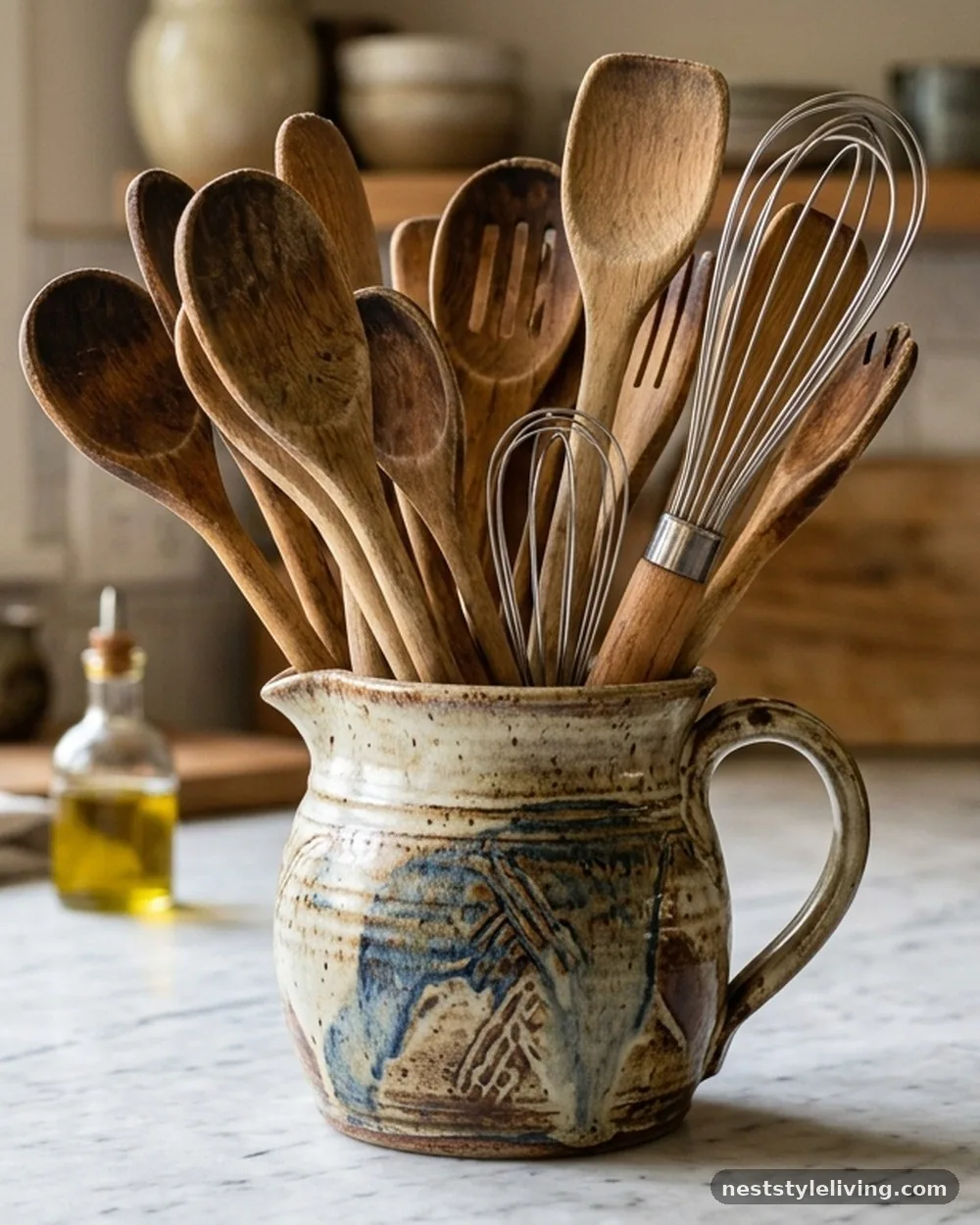 Displayed Collections of Wooden Spoons - 16 Boho Kitchen Ideas That Feel Collected and Beautiful