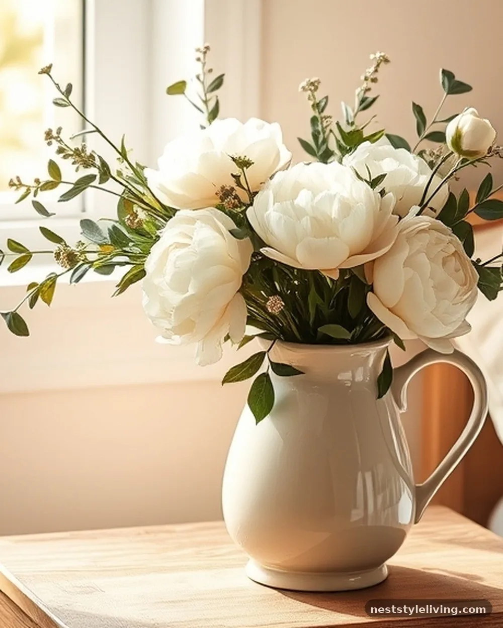 Fresh Florals in Ceramic Pitchers - 16 Nancy Meyers Inspired Bedroom Ideas to Copy