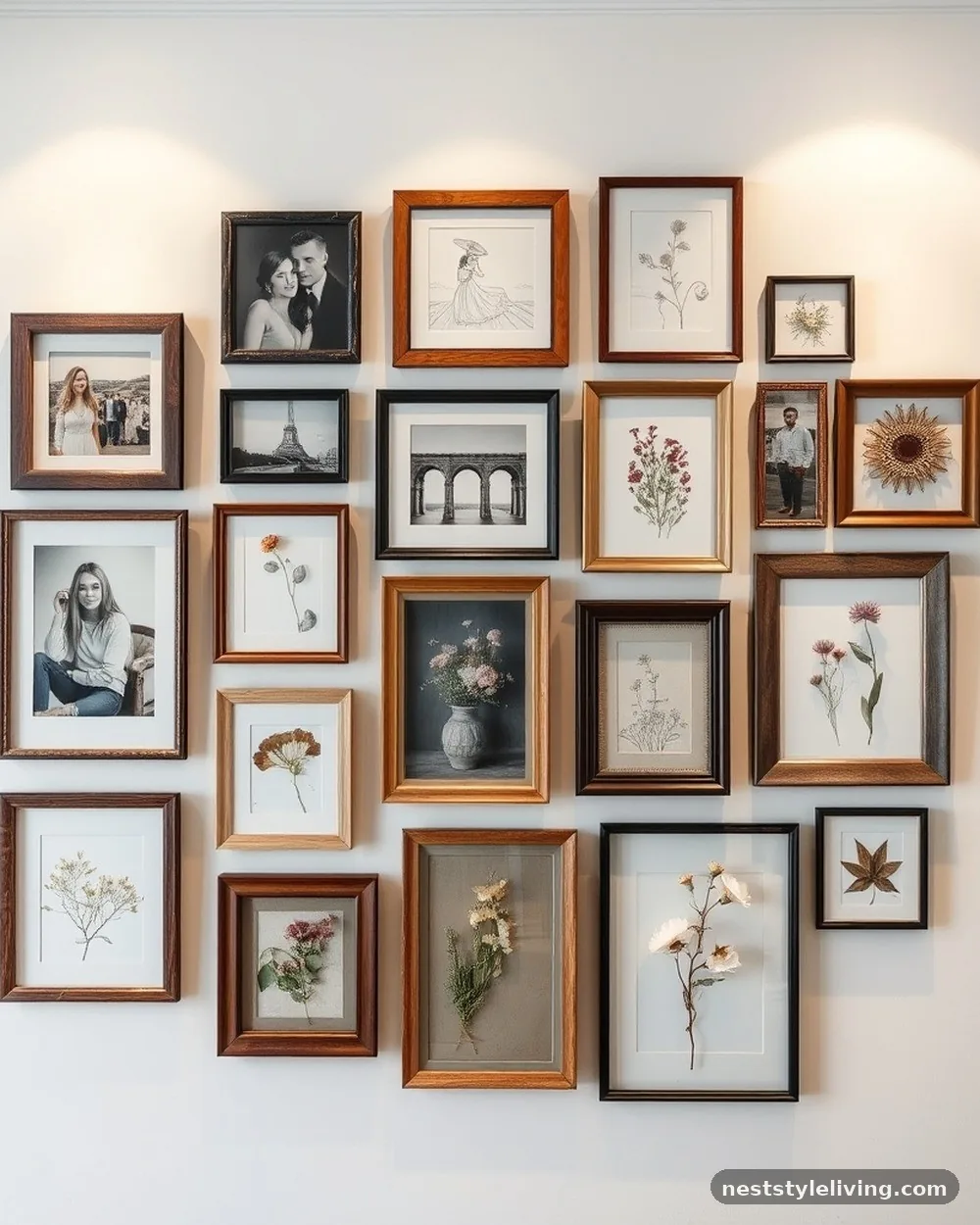 Gallery Wall of Personal Prints - 21 Boho Apartment Ideas for a Cozy Soulful Space