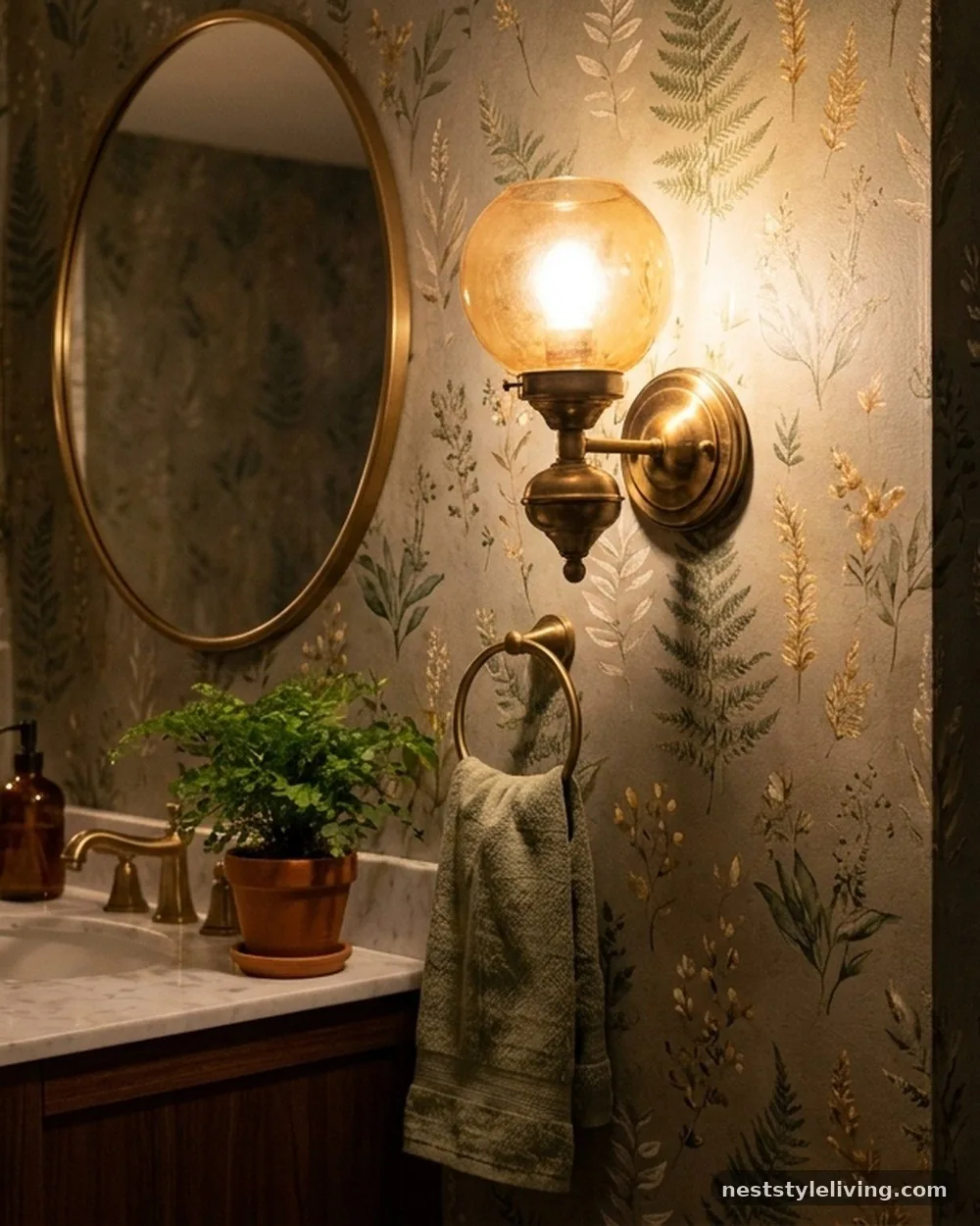 Hand-Painted or Textured Wallpaper - 17 Guest Bathroom Design Ideas That Feel Luxurious at Home