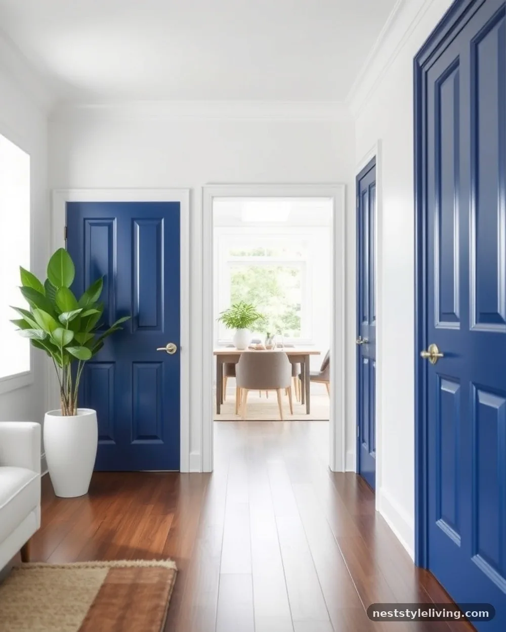 Navy Blue Painted Interior Doors - 19 Blue Living Room Ideas That Make a Bold Statement