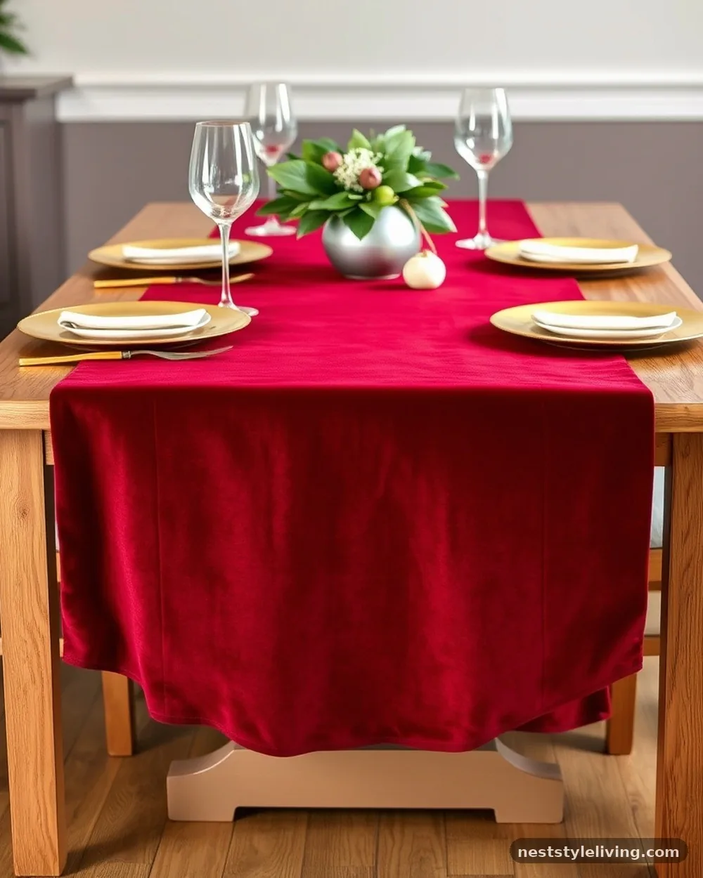 Burgundy Velvet Table Runners - 19 Burgundy Christmas Decorations That Look Expensive