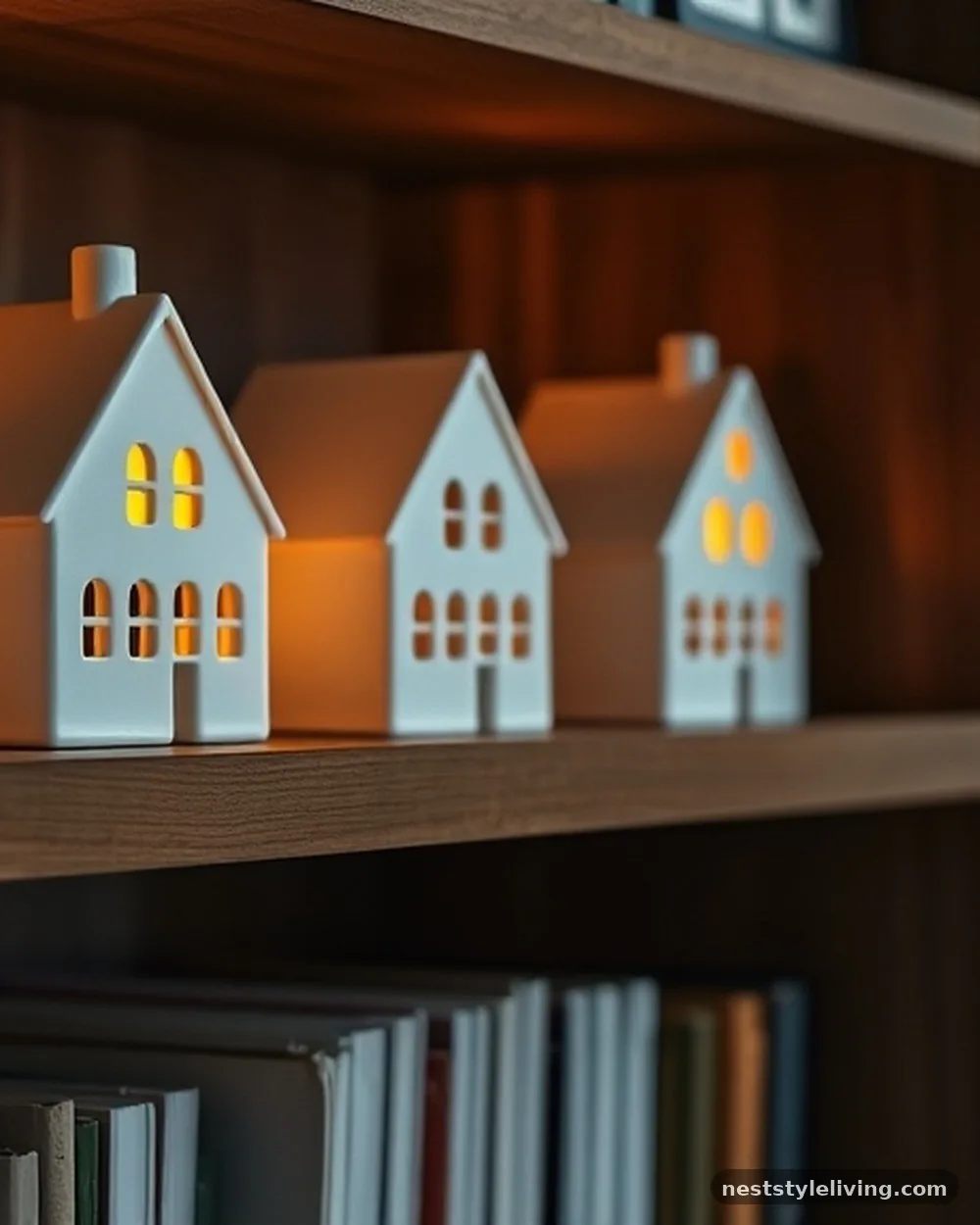 Ceramic Houses with LED Tea Lights - 20 Christmas Living Room Ideas for a Cozy Home