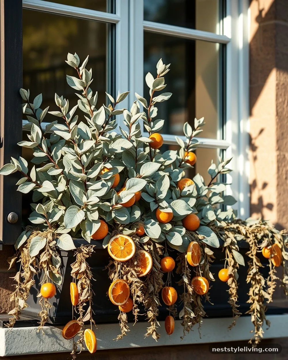 Eucalyptus and Dried Orange Slices - 19 Winter Window Box Ideas That Add Instant Charm