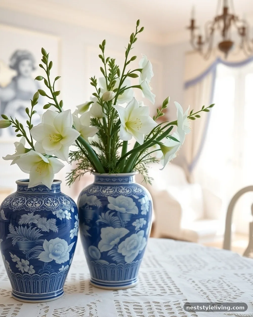 Hand-Painted Chinoiserie Ginger Jars - 17 DIY Christmas Centerpieces for a Bougie Holiday
