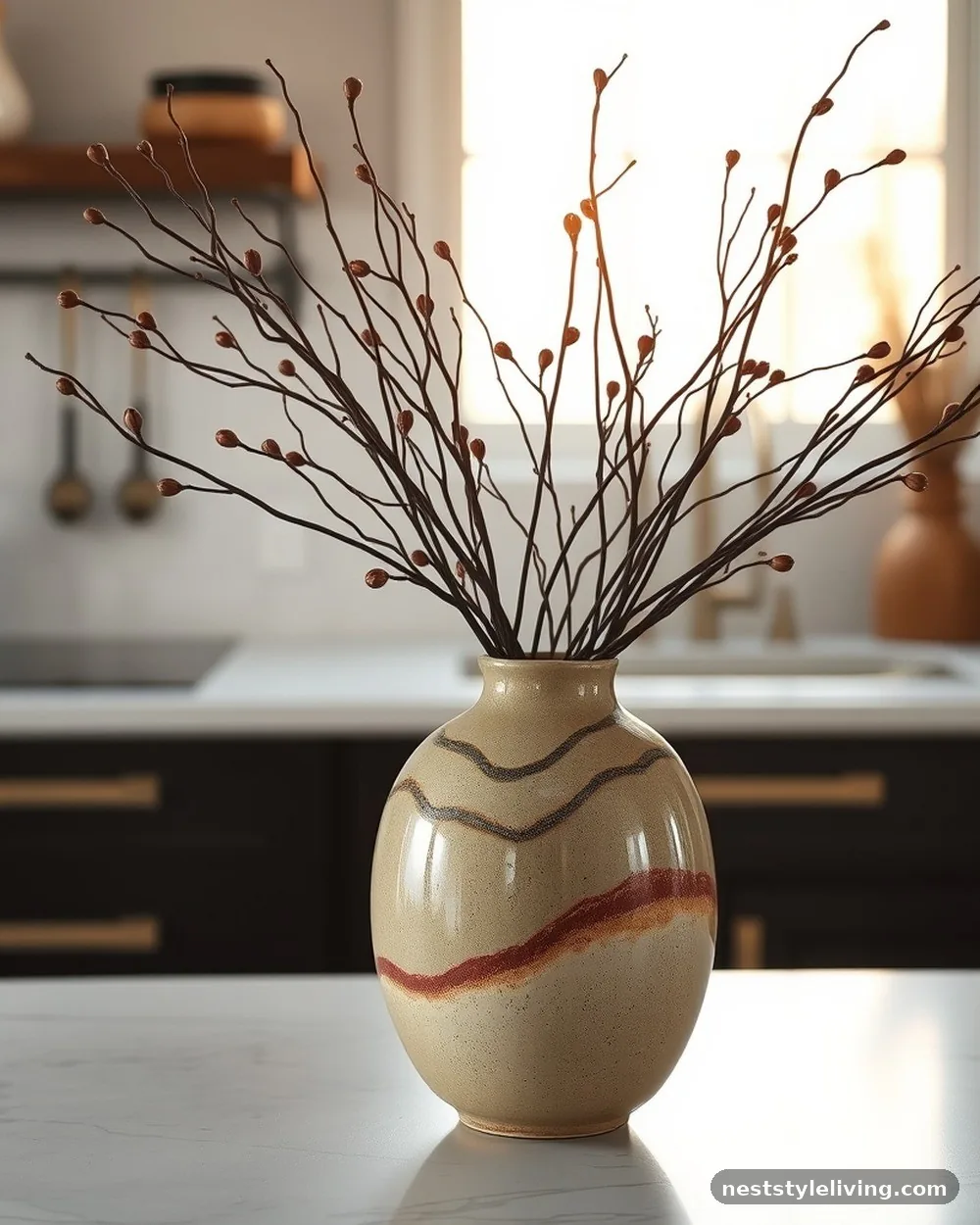 Hand-Thrown Ceramic Vases - 15 Warm Neutral Kitchen Ideas for a Cozy Stylish Look