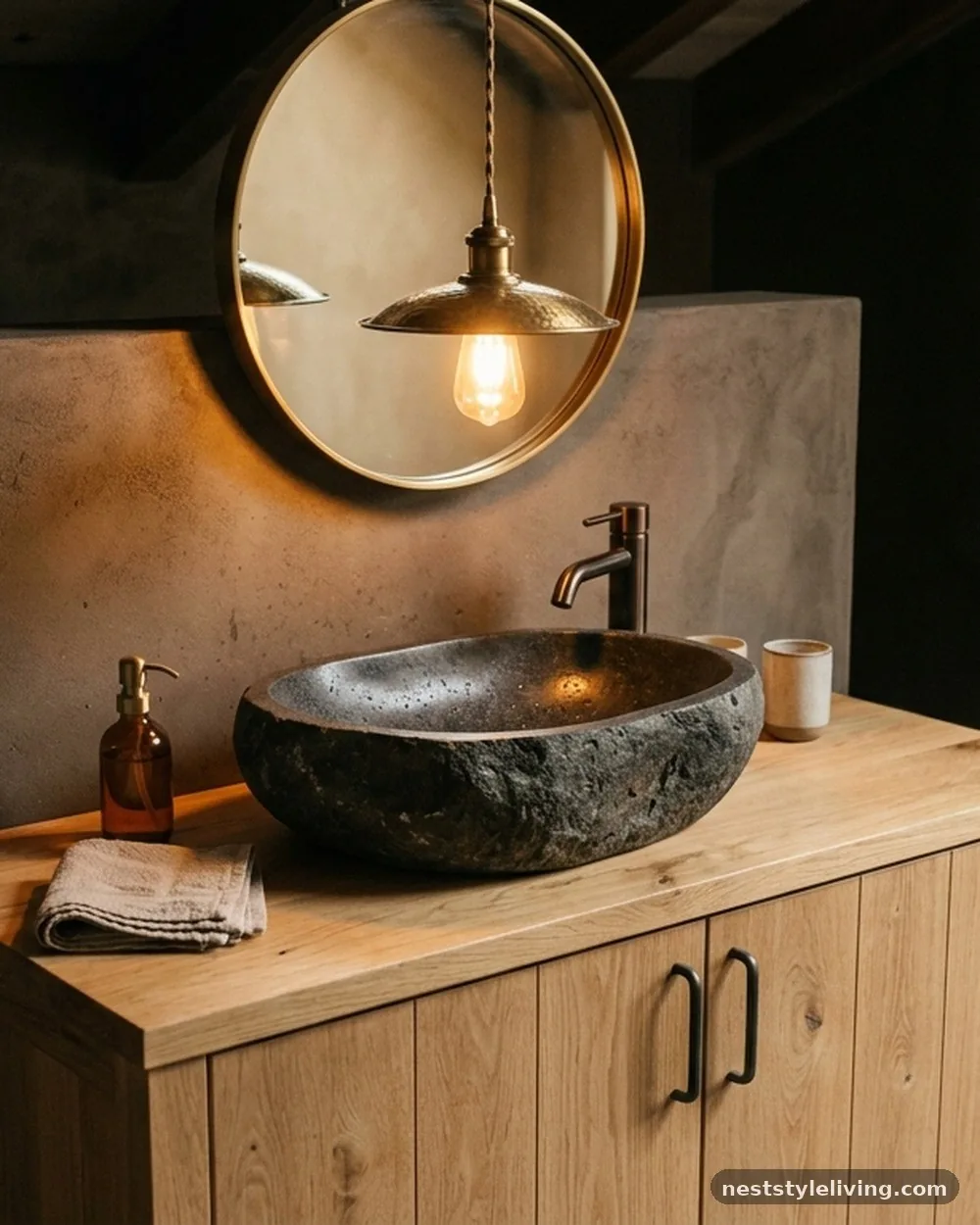 Stone Vessel Sinks - 17 Guest Bathroom Design Ideas That Feel Luxurious at Home