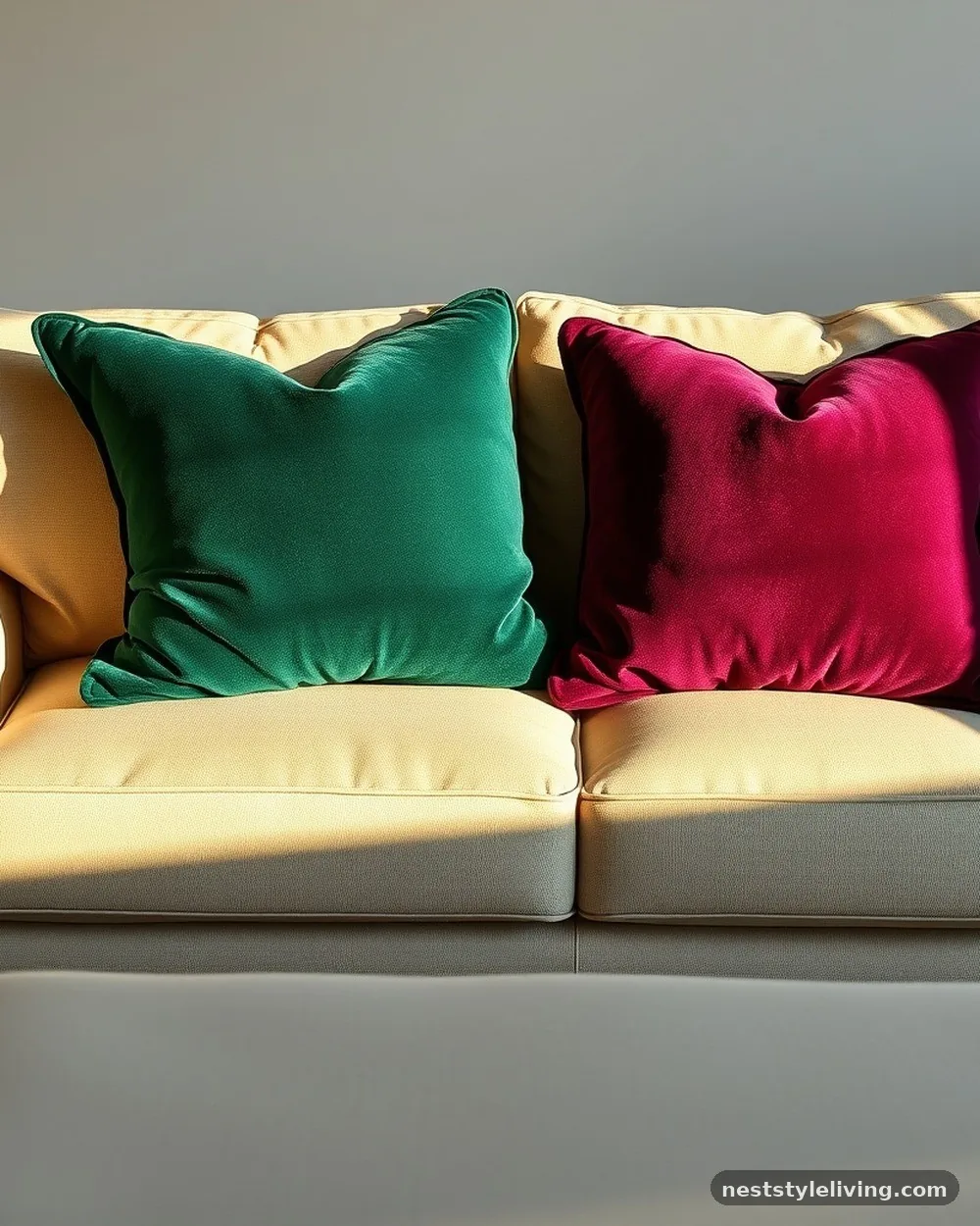 Velvet Accent Pillows - 21 Boho Apartment Ideas for a Cozy Soulful Space