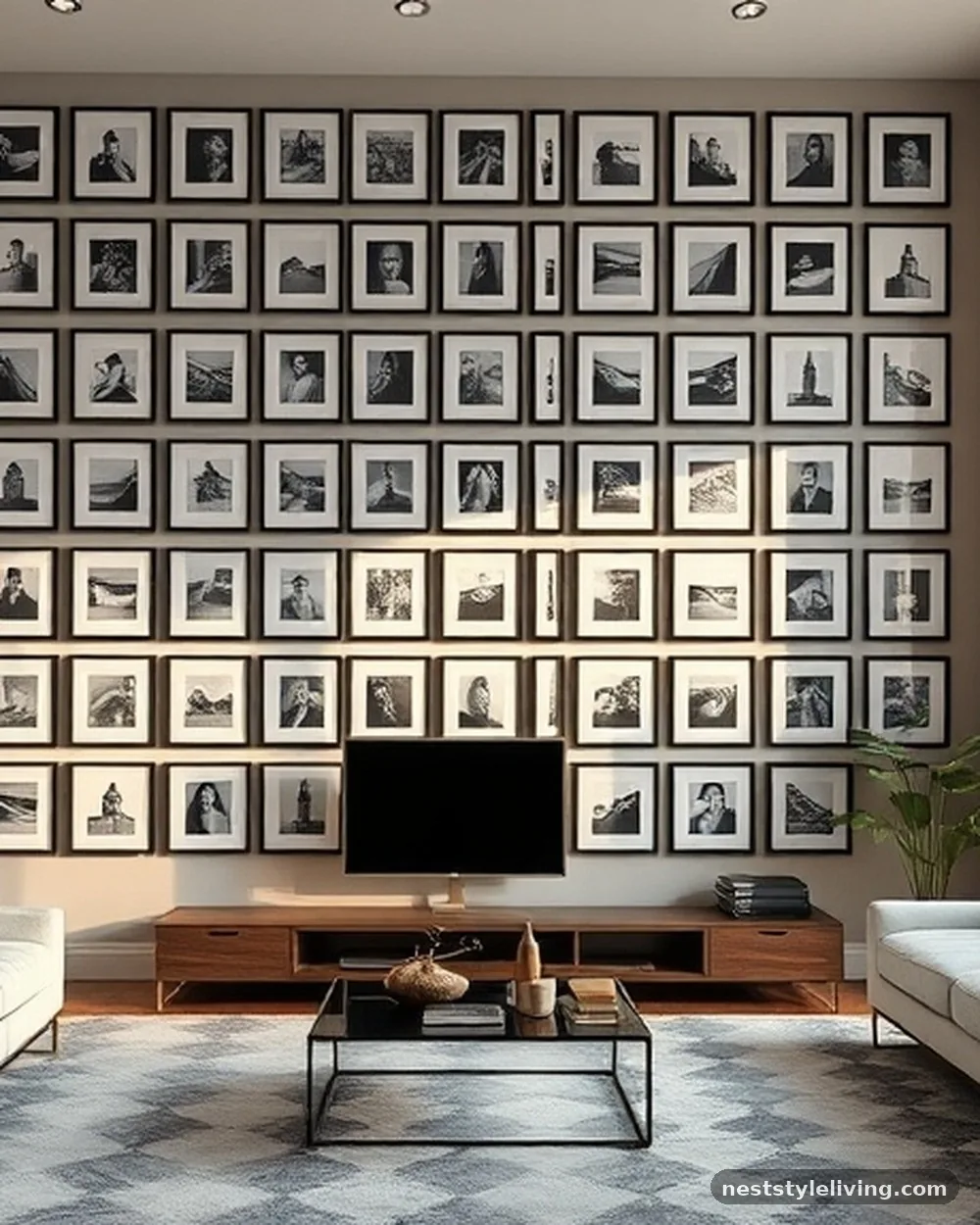 Wall-to-Wall Gallery Grid - 15 Living Room Wall Art Ideas That Look Expensive