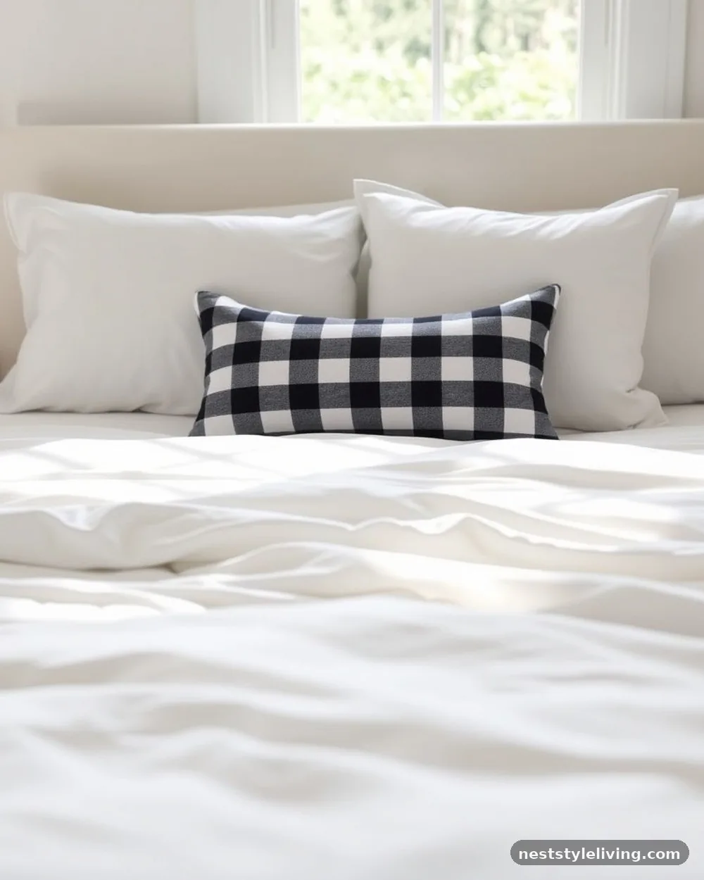 Black-and-White Buffalo Check Accents - 14 Cozy Farmhouse Bedroom Ideas You'll Want to Copy