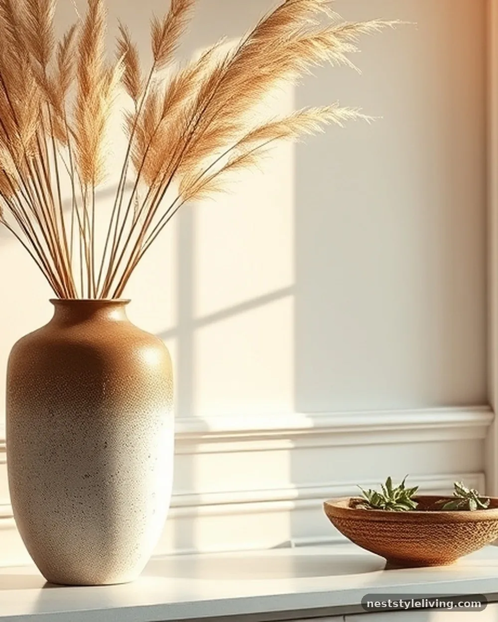 Dried Botanical Arrangements - 18 White Living Room Ideas That Feel Warm & Inviting