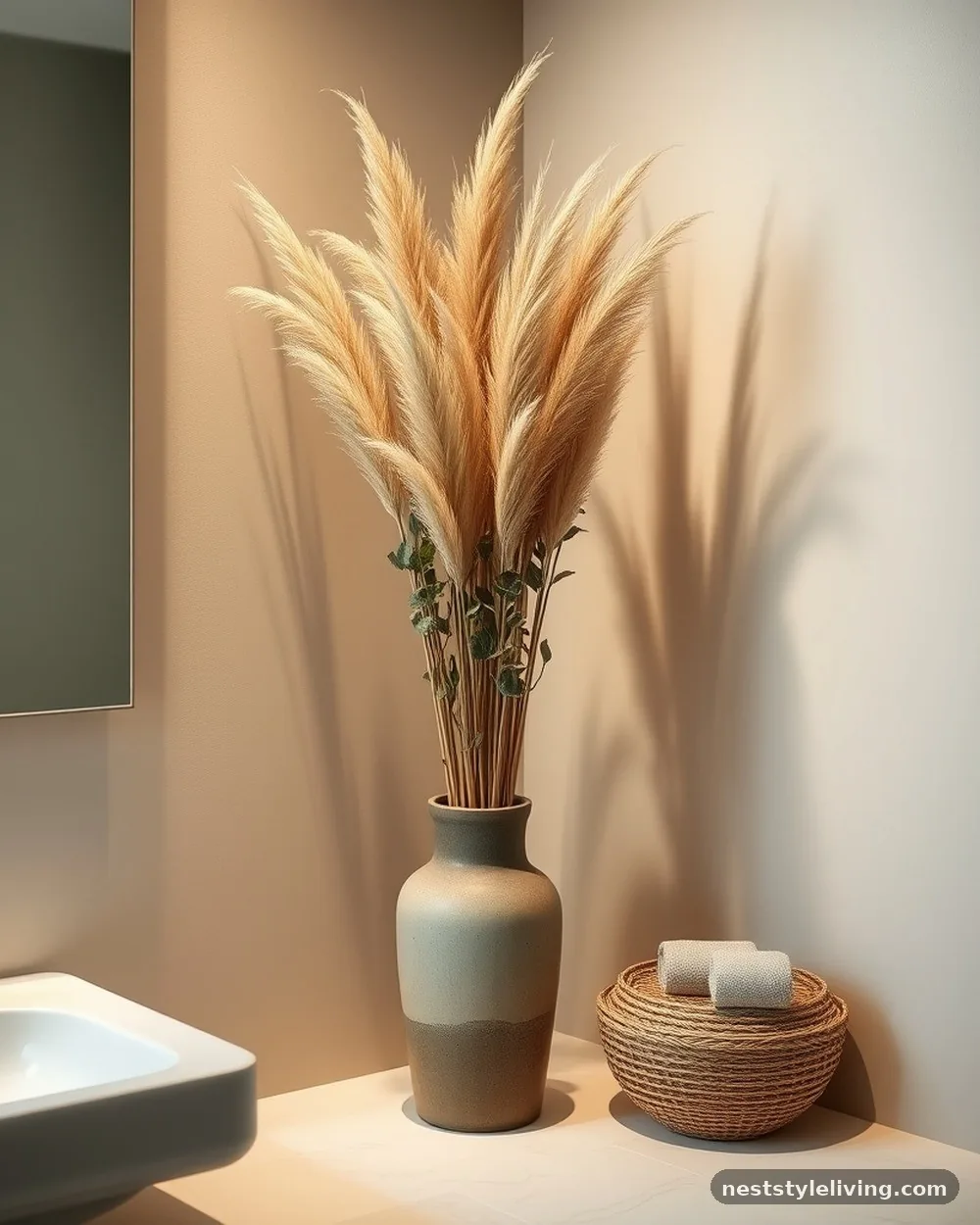 Dried Pampas Grass or Eucalyptus - 20 Boho Bathroom Ideas for a Soft Relaxed Retreat