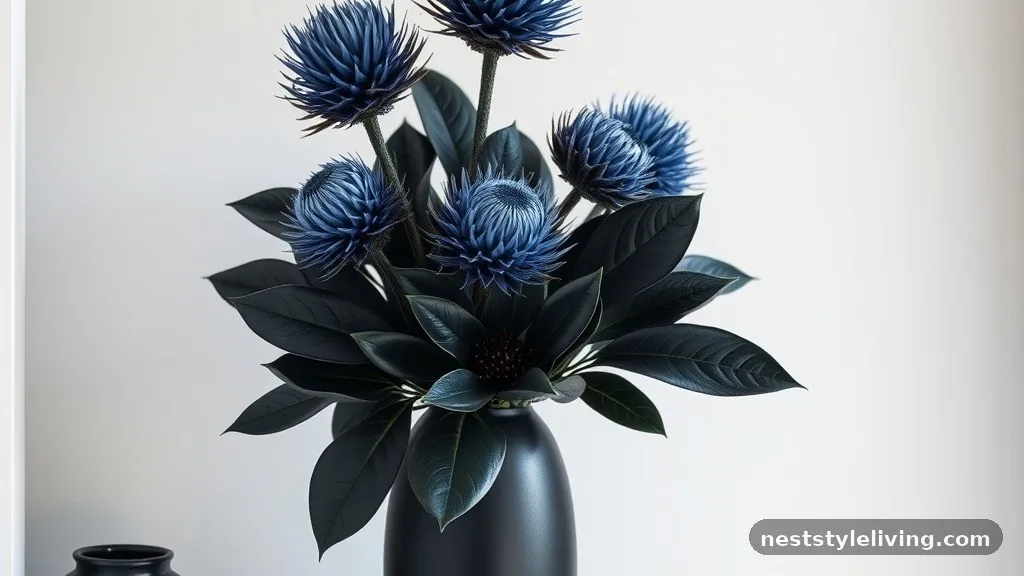 Dried Thistle and Dark Green Foliage - 18 Winter Floral Arrangements for a Magical Home