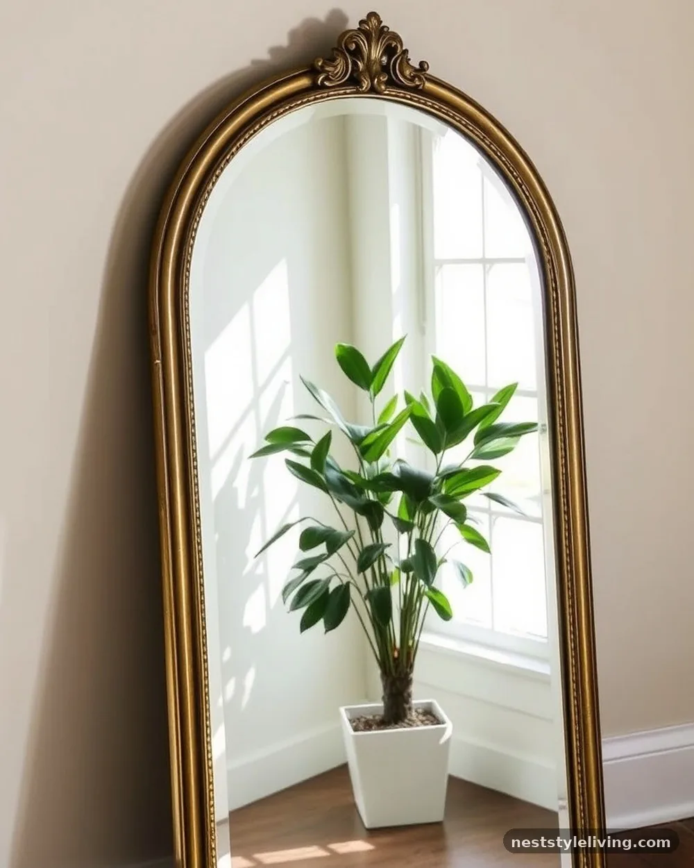 Floor-Length Arched Mirror - 21 Boho Apartment Ideas for a Cozy Soulful Space