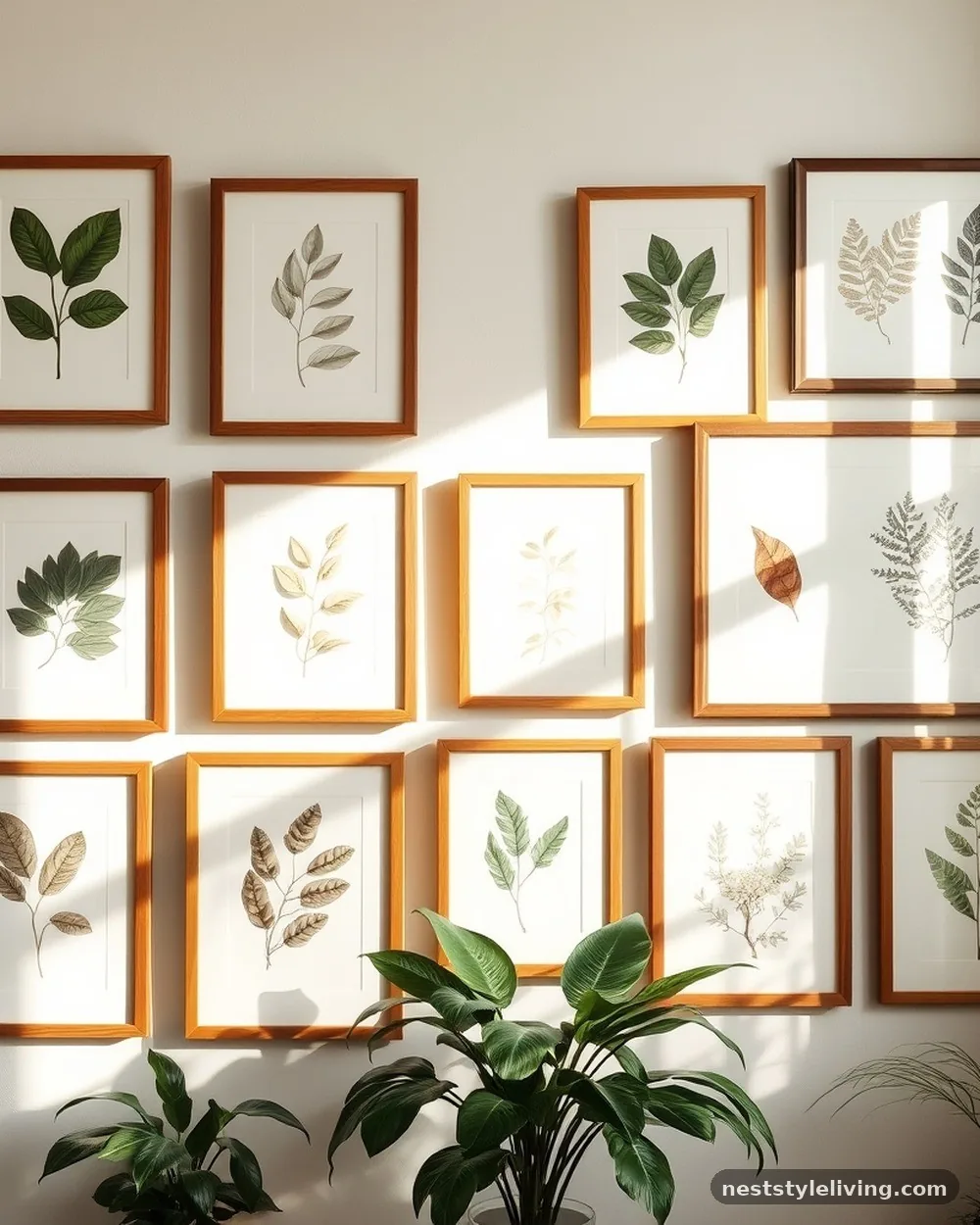 Gallery Wall of Natural Art - 22 Boho Living Room Ideas That Look Designer Approved